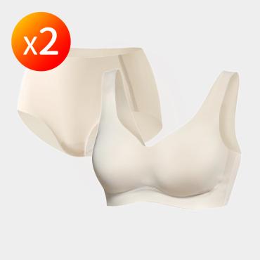 【365 PLUS】24 hr｜呼吸裸肌無痕內衣2件+內褲 2件