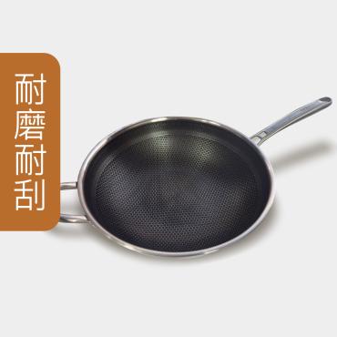 【SHINJI信吉】36cm不鏽鋼蜂巢式不沾鍋 1件組