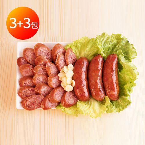 【信吉生機】飛魚卵香腸3包+黑鮪魚香腸3包