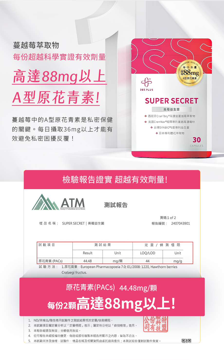 365 PLUS_SUPER SECRET美莓益生菌_蔓越莓萃取_A型原花青素