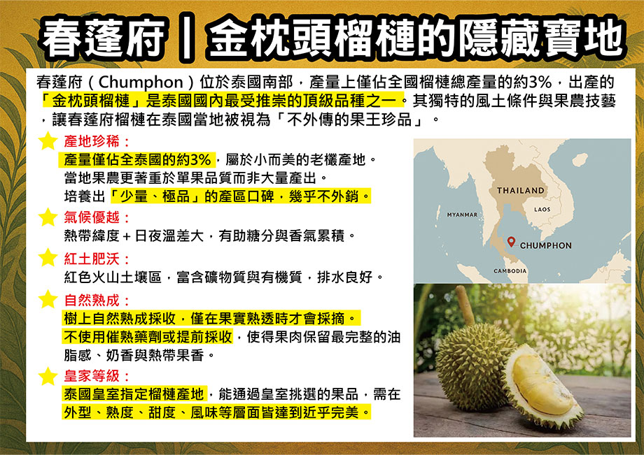 金枕頭榴槤一口酥_春逢府_泰國皇家等級