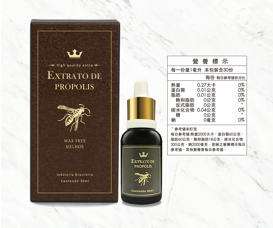 信吉生醫_頂級巴西綠蜂膠_蜂膠營養標示