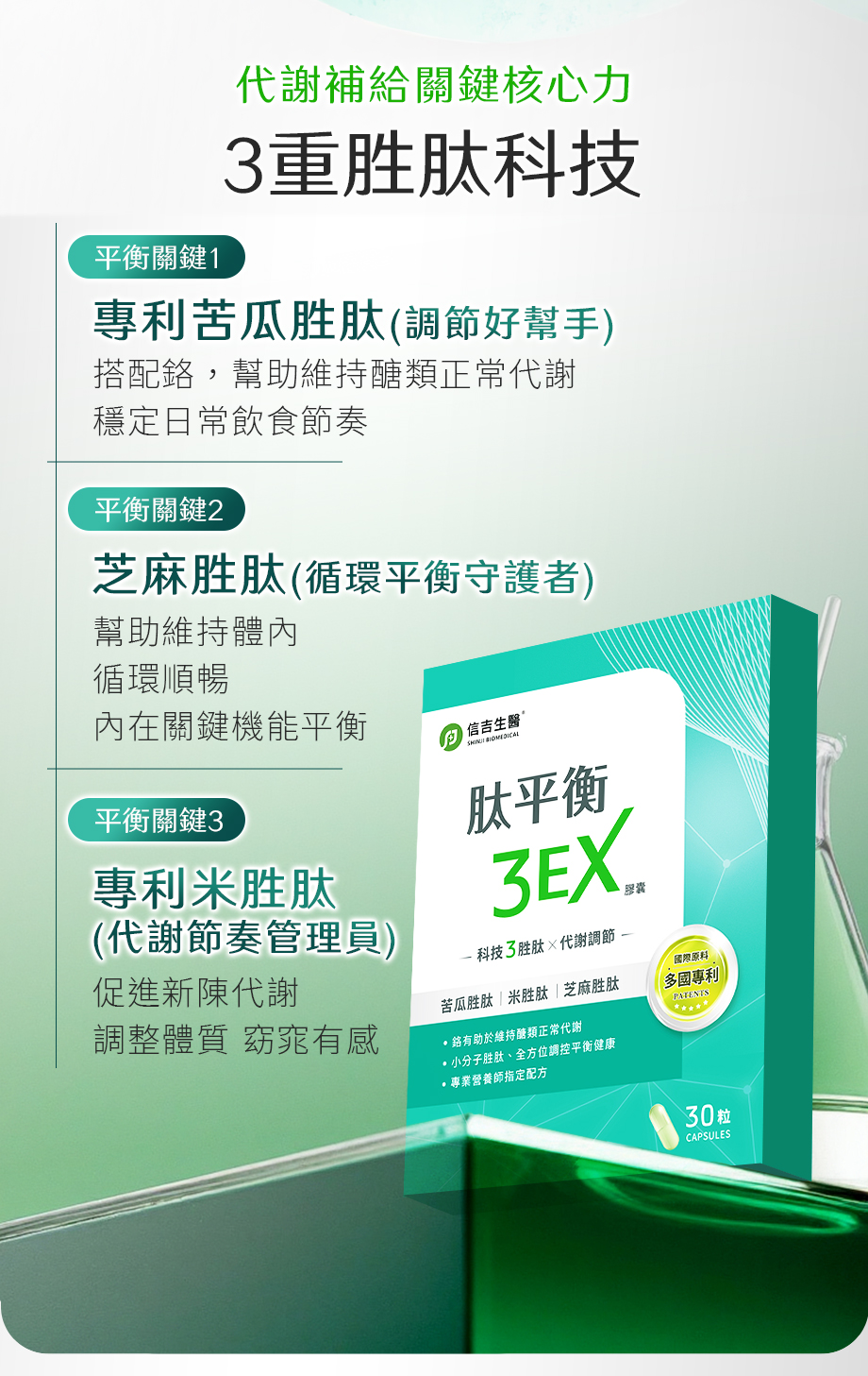 信吉生醫_肽平衡3EX_維持醣類正常代謝_促進新陳代謝