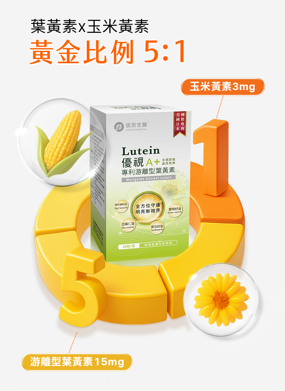 信吉生醫_優視A+葉黃素複方液態膠囊_葉黃素與玉米黃素5:1
