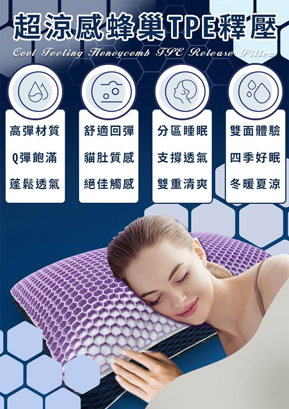 Hilton 希爾頓_石墨烯獨立筒冰涼釋壓枕_涼感_蜂巢TPE_釋壓