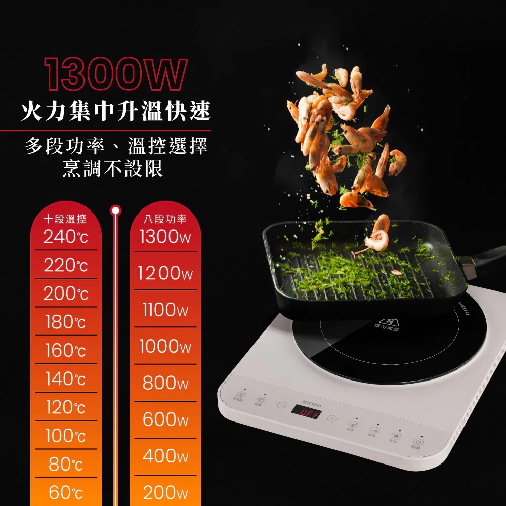 KINYO_IH溫控薄型電磁爐_火力集中_升溫快速