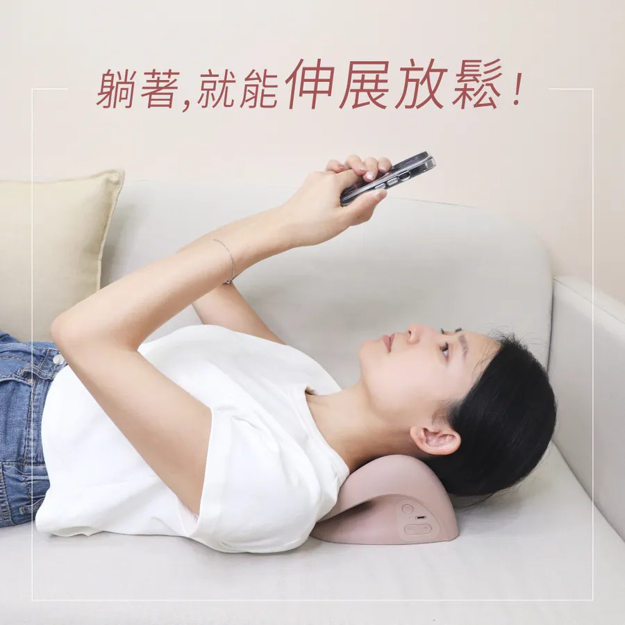 KINYO_頸椎熱敷伸展枕_躺著就能伸展放鬆