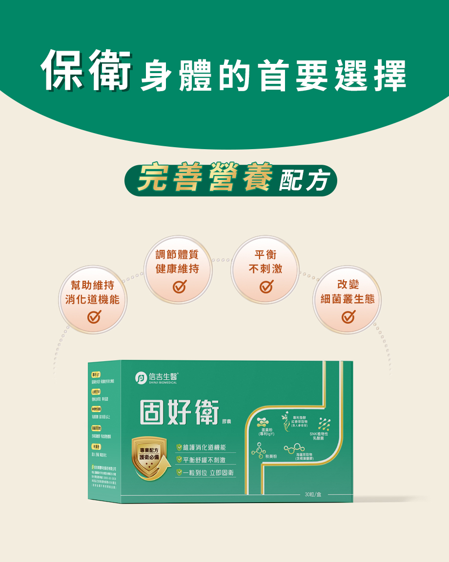 信吉生醫_固好衛_幫助維持消化道機能_健康維持_改善細菌叢生態